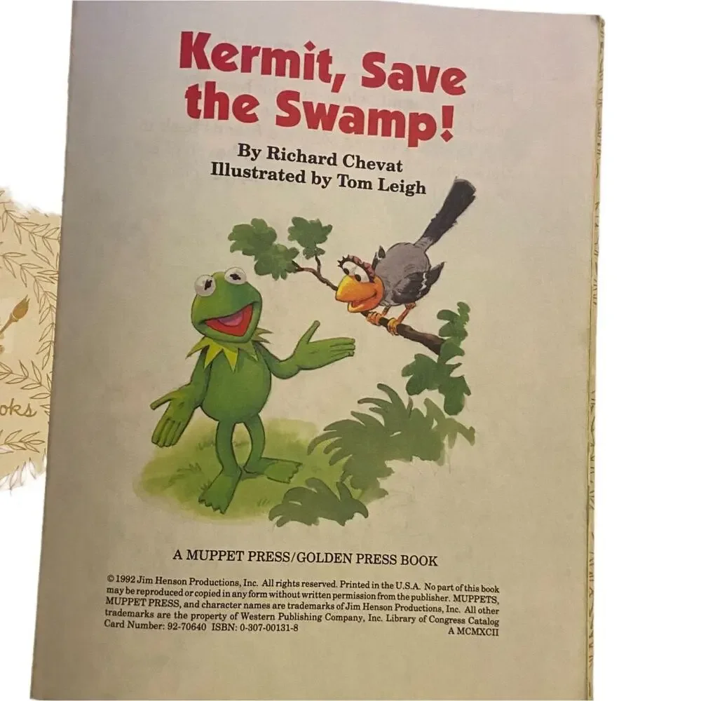 Little Golden Book Kermit Save The Swamp Jim Henson Muppet 1992 Hardcover